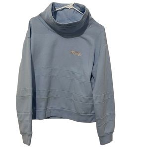 Victorias Secret Pink Sweatshirt Women Large Blue Pullover Fleece‎ Long Sleeve